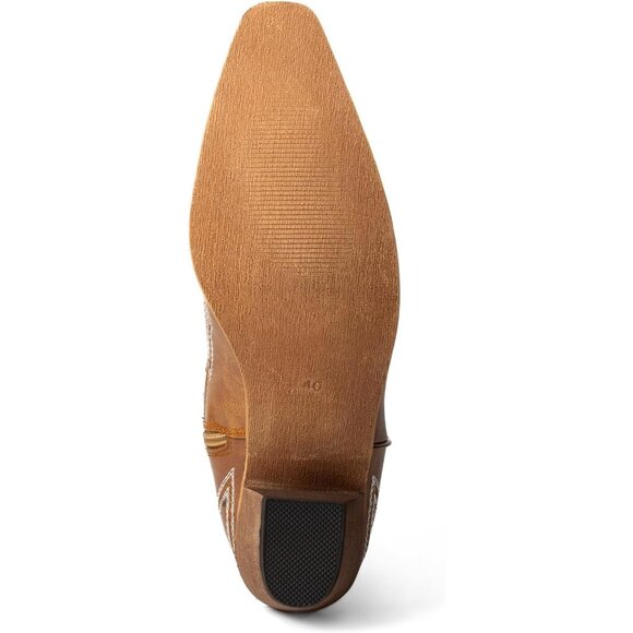 ⚡Women's Brown Cowgirl Western Knee High Booties Embroidered Side Zipper - Picture 5 of 7